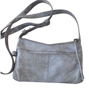 HOBO Weathered Distressed Leather Light Blue Crossbody  Bag 
Preloved 10x6x1"